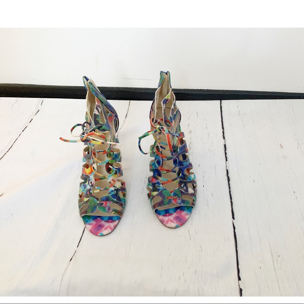 Nine West Multi Color Heels Sandals Size 8